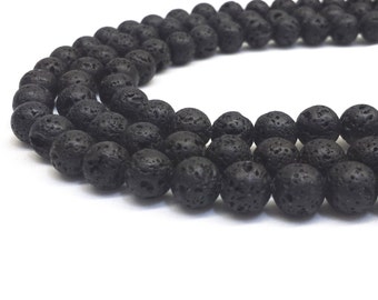 Lava Beads, 8mm Lava Beads, 8mm Beads, 8mm Gemstone Beads, Lava Rock, Natural stone, Mala beads, Black Lava Stone Black Lava Beads 6mm Beads