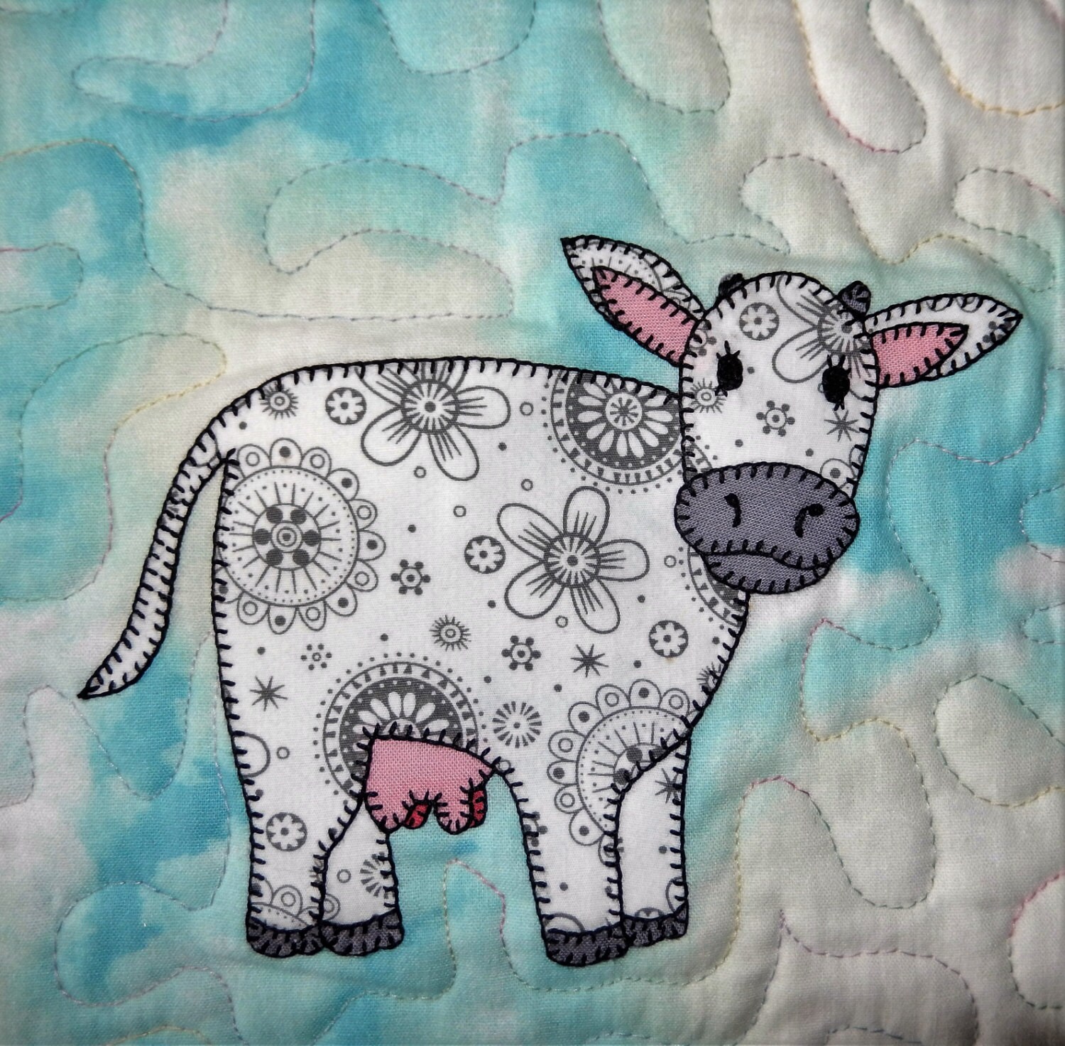 Cow PDF Applique Quilt Block Pattern Farm Animal Applique