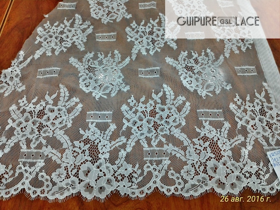 Lace fabric ivory color - French style, Gorgeous chantilly lace fabric from France