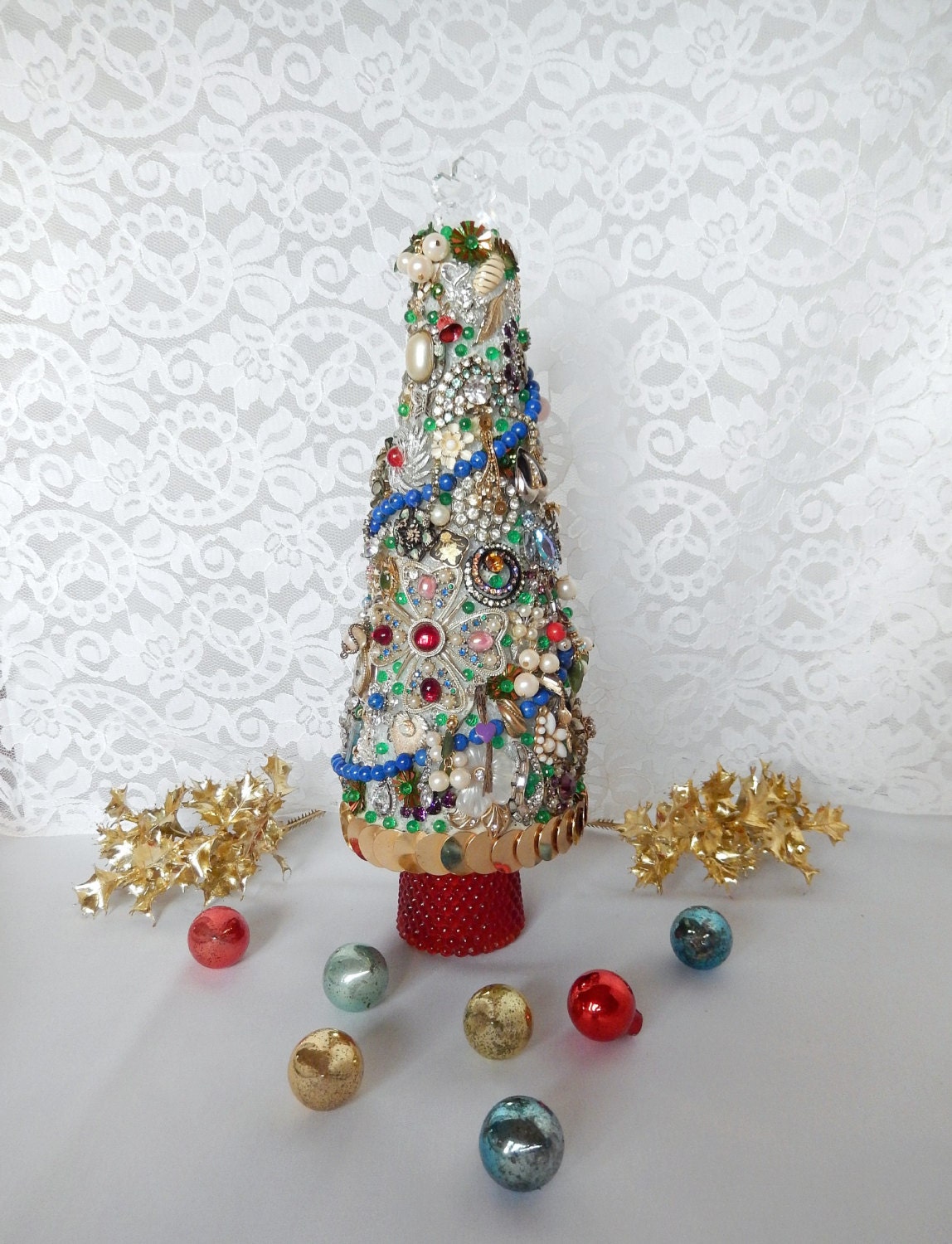 jewelry Christmas tree Christmas decor all vintage jewelry