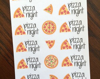 Pizza Night Planner Stickers - Pizza Stickers - Pizza Night Stickers - Cheat Meal Stickers - Dinner Stickers - Meal Planning Stickers