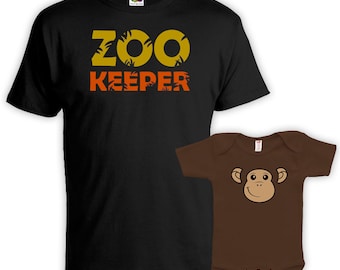 Matching Father And Baby Matching Father Son Shirts Father Daughter Matching Shirts Gifts For New Dad Zookeeper Monkey Bodysuit MAT-732-734