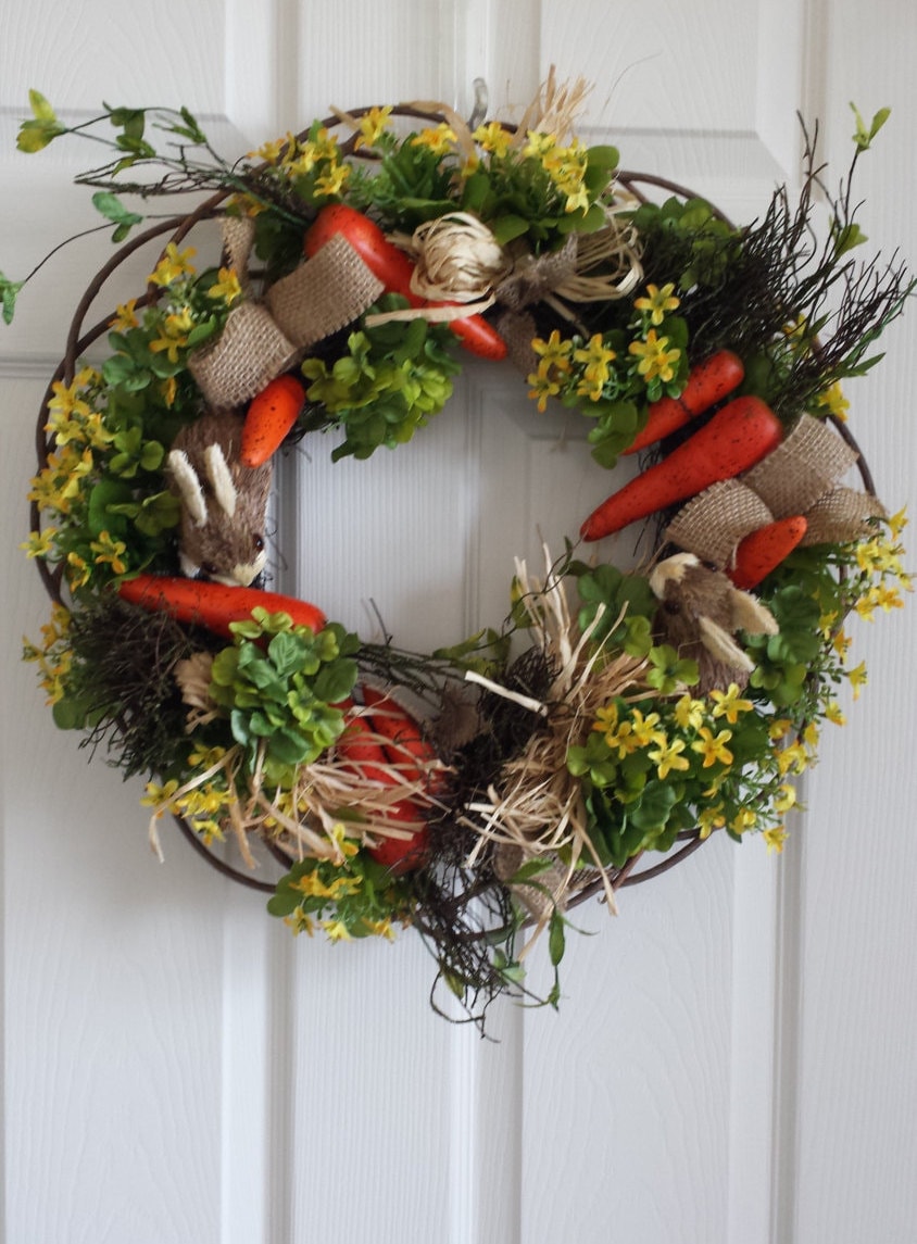 bunny garden wreath rustic front door wreath spring wreath bunny garden wreath rustic front door wreath spring wreath