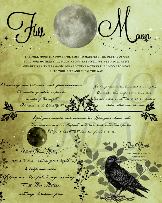 Printable Full Moon Grimoire Book Of Shadows By Ignitingthesacred