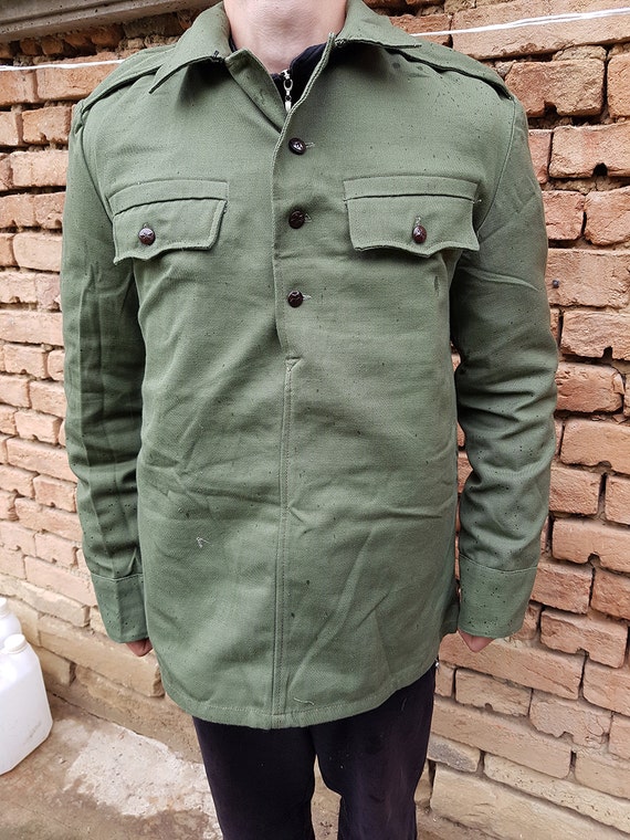 Shirt Military Shirt Olive Green Canvas Shirt Military Jacket
