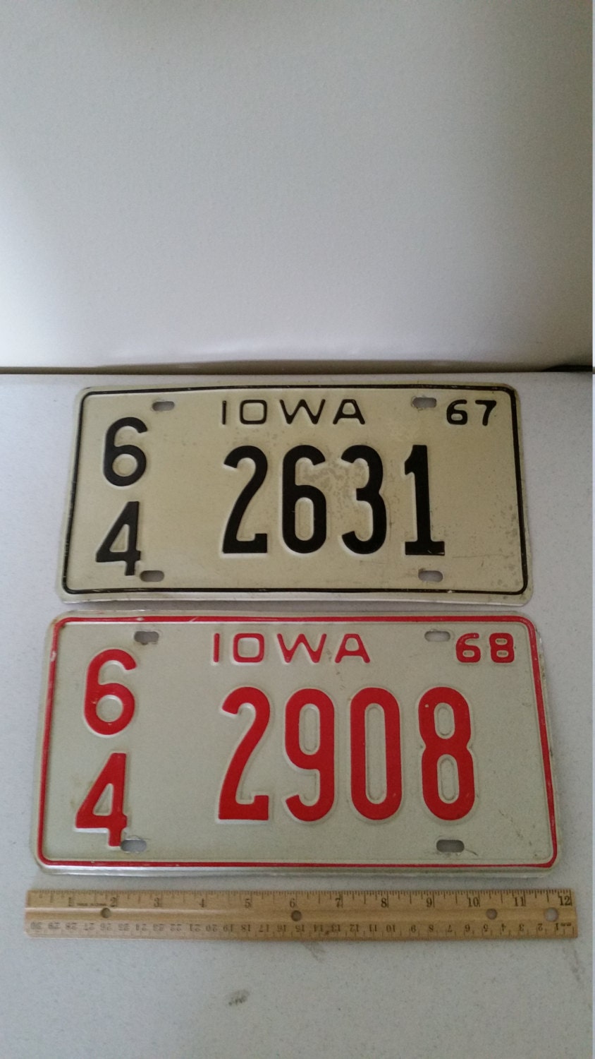 2 vintage 1967 1968 iowa license plates 2631 by dedhamtreasures
