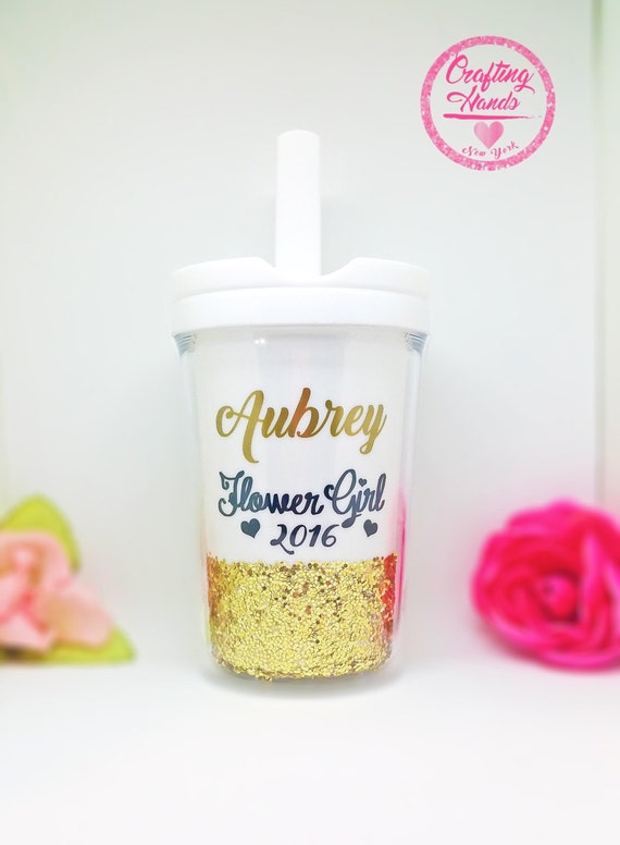 Flower Girl Sippy Cup Personalized girl tumbler by CraftingHandsNY