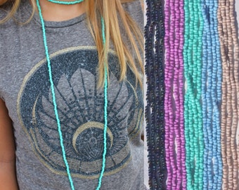 small beaded double wrap necklace - fun colors, long double wrap necklace, long beaded necklace, beaded choker necklace