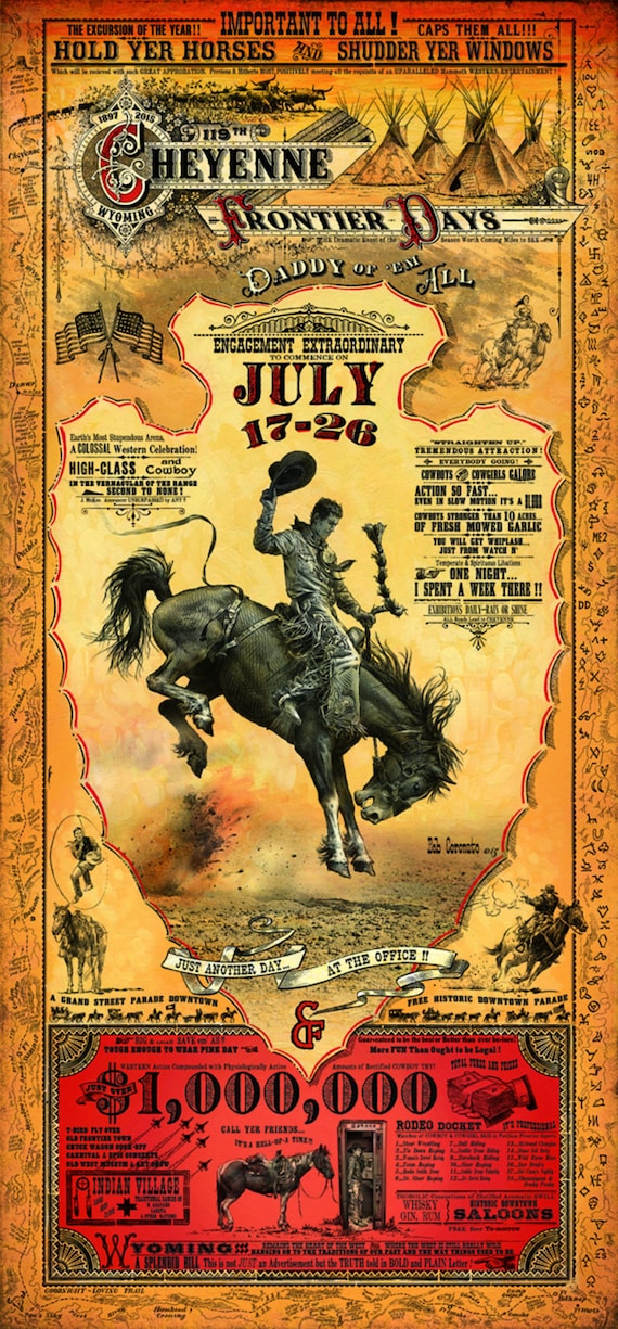 Cheyenne Wyoming Frontier Days Rodeo poster by RoguesGalleryCowboy