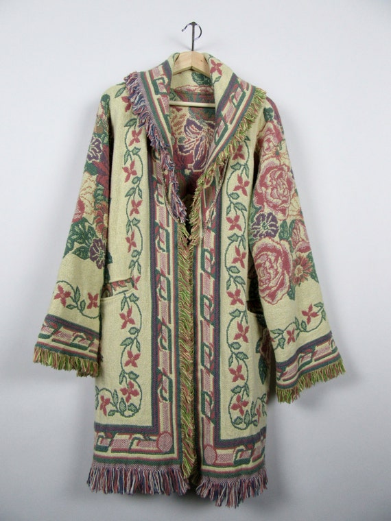 Vintage Tapestry Jacket / Floral Jacket / Oversized Jacket