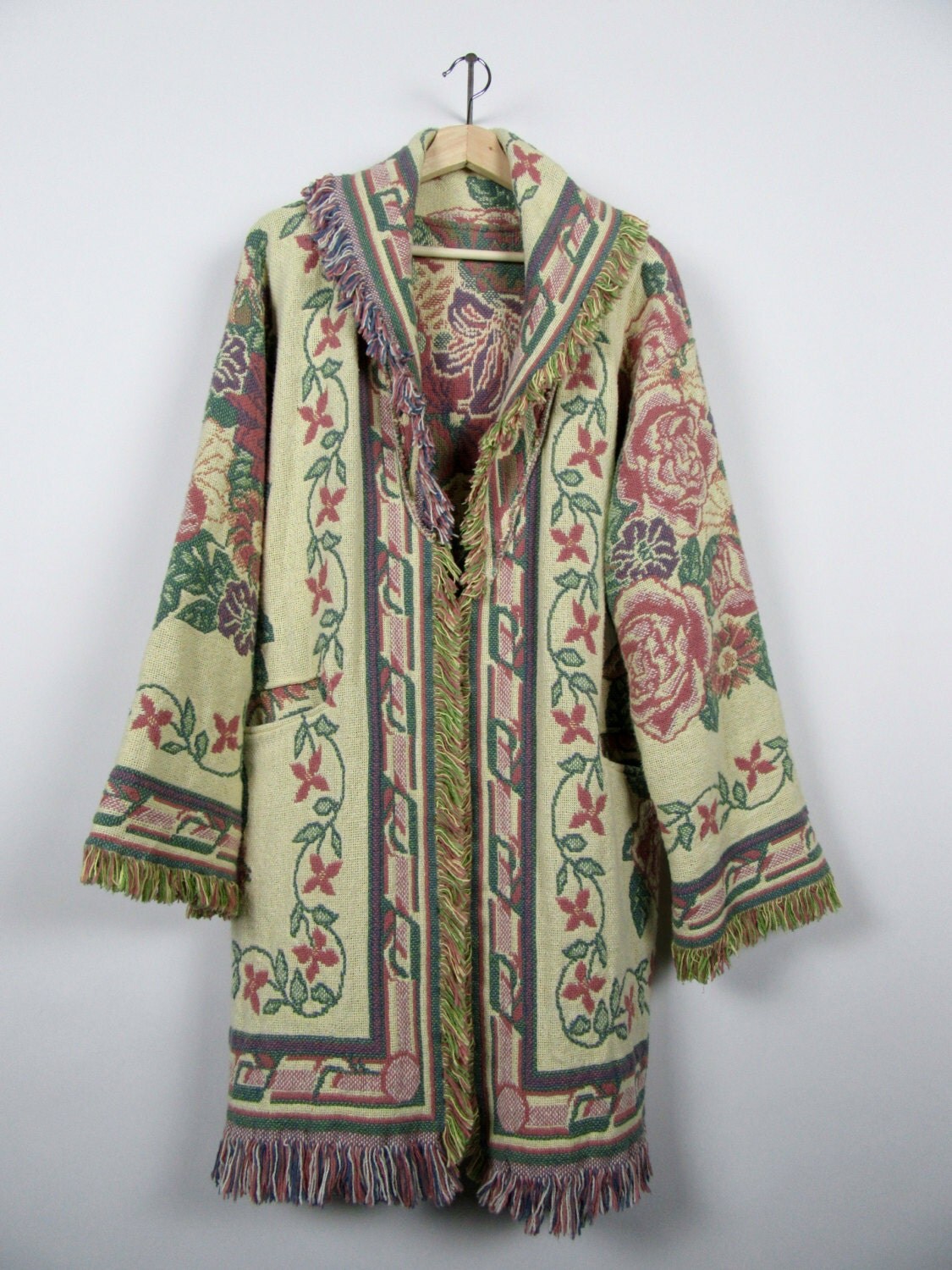 Vintage Tapestry Jacket / Floral Jacket / Oversized Jacket