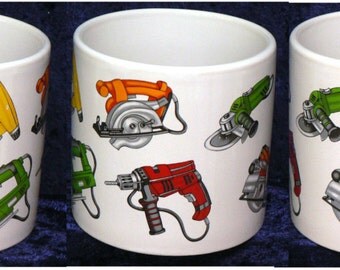 1 pint mug with Tools power tools design different tools all around mug