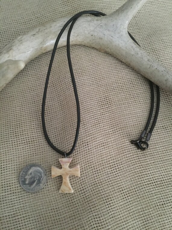 Handmade Whitetail Deer Antler Cross Necklace on by TenpointTim
