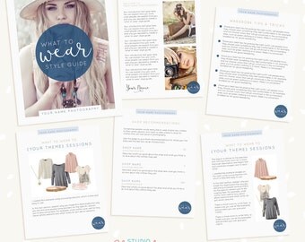 Photography Wardrobe Guide for clients, 6 pages, Template for photographers, Photography Magazine Template, Magazine Photoshop Template, PSD