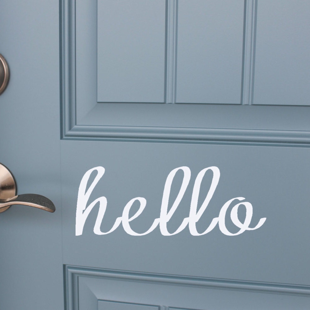 Hello Vinyl Front Door Decal Home Office Door Decal Welcome