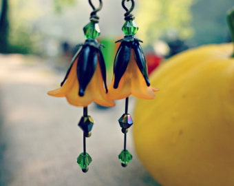 Halloween Earrings - Pumpkin Earrings - Jack O'Lantern - Halloween Party - Orange and Black - Halloween Gift - Autumn Earrings - November.