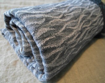 Double face Plaid blanket bedspreads 215 x 138 cm 100% linen Stonewashed blue and purple Jacquard