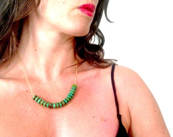Dainty Turquoise Necklace with 24k Gold Plated Chain