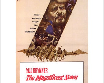 The magnificent seven MOVIE POSTER Yul Brynner, Steve McQueen 1960 24X36 NEW