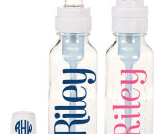 Baby Bottle Labels // Baby Bottle Stickers // Set of 2 // Monogram Decal // Vinyl Decals // Free Shipping // Wonderfully Made Creations
