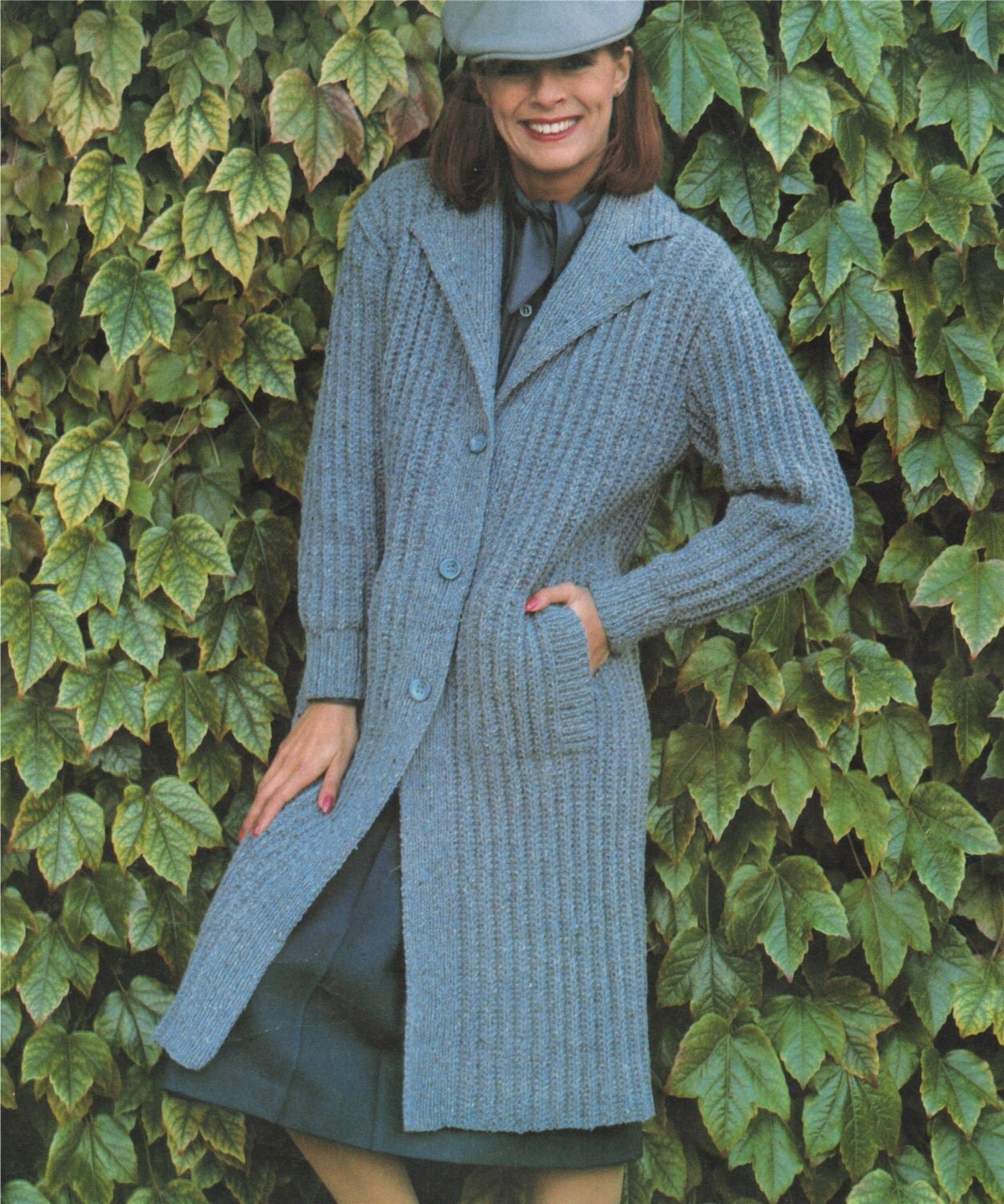 PDF Ladies Aran Coat Knitting Pattern Womens 34 35 37