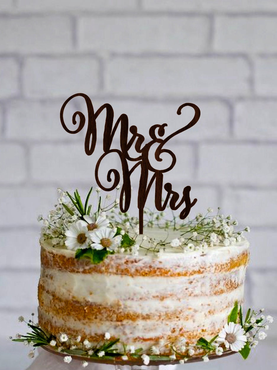 Wedding Cake Topper Mr Mrs Custom Wooden Mr and Mrs Cake