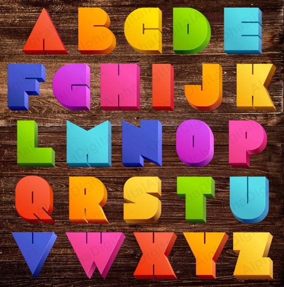 26 Rainbow 3d Alphabet Rainbow font Colorful letters