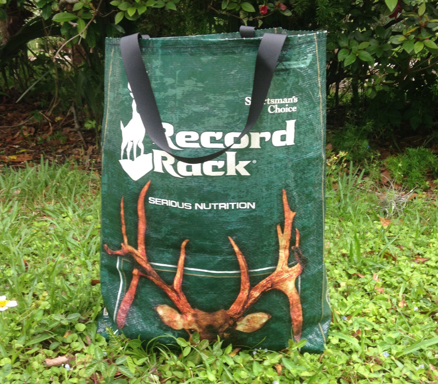 Upcycled Deer and Elk Feed Bag Tote Bag