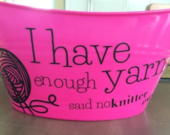 Knitting Storage Bin/Basket for Yarn and Notions