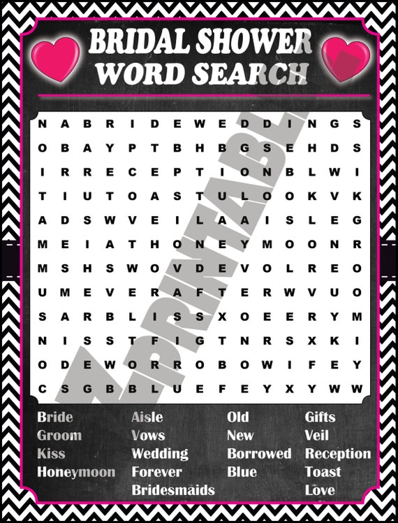 printable wedding shower game word search game by ezprintablez