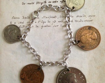 Vintage British South Africa 5 coin bracelet 1950s
