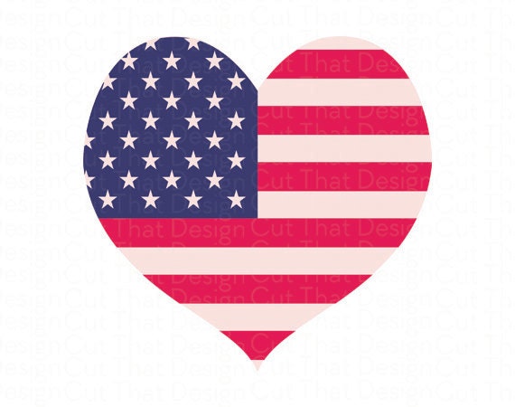 Patriotic US Flag Heart Design SVG DXF Patriotic by ...