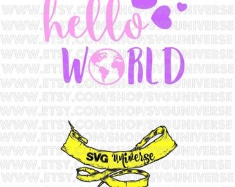 Hello WORLD SVG Cut files - Dxf - Eps - SVG - Pdf
