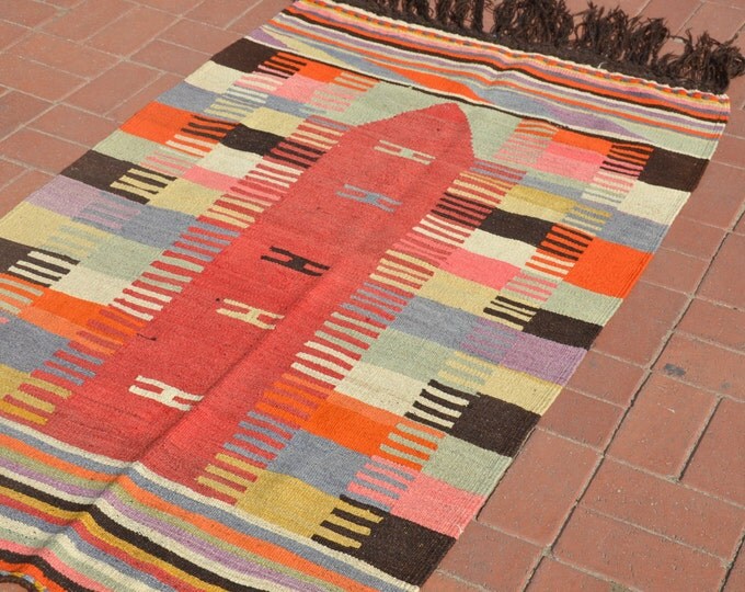 CHRISTMAS SALE %7 Mihrab motif and hand woven turkish anatolian kilim rug bohemian rug floor rug