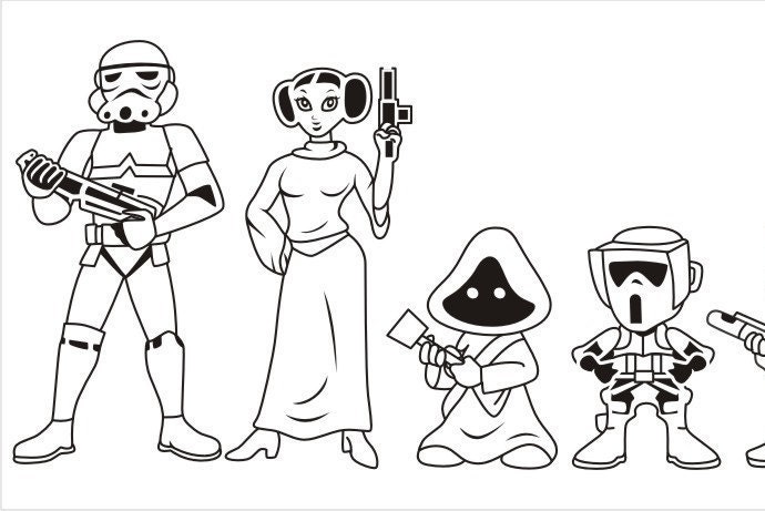 Download Star Wars Silhouettes Family Stick Figure SVG Cut Files