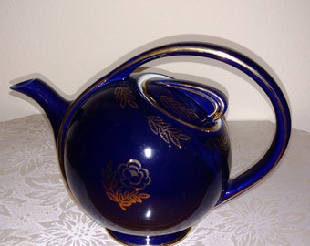 Items Similar To Hand Thrown Stoneware Teapot In Cobalt Blue With White ...