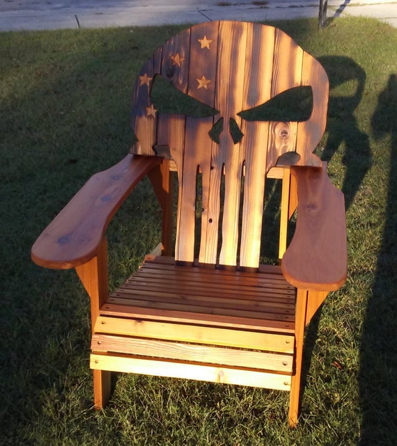 Adirondack chair custom cedar Punisher skull