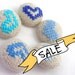 SALE - Blue Hearts - Hand Embroidered Buttons