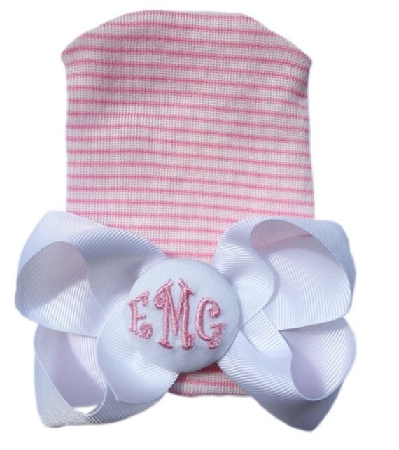 NEWBORN Hat with BOW by HairBowHolders on Etsy