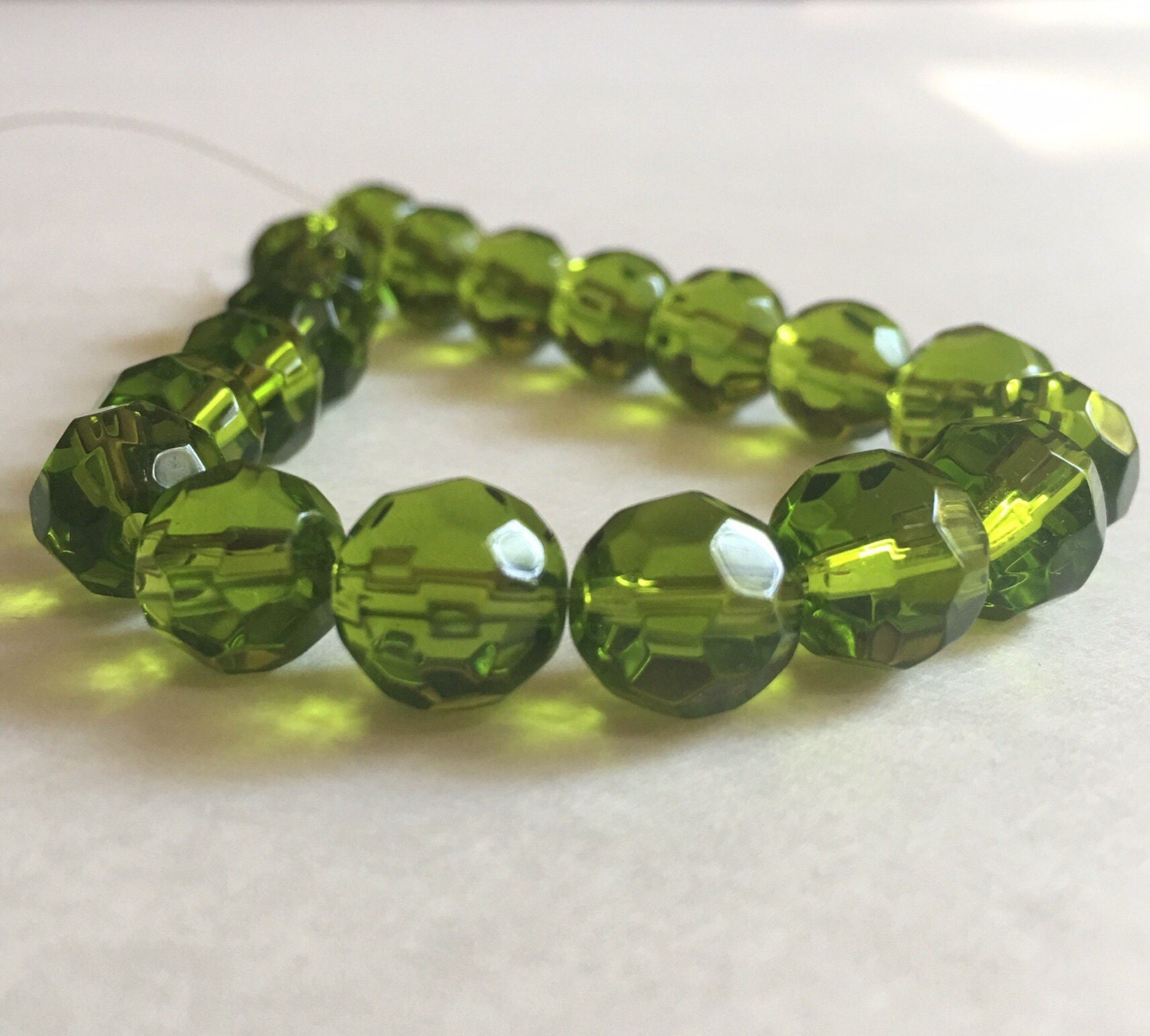 Green Faceted Crystal Beads / 10mm Green by simplysmithstudio