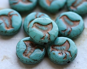 LIL' CHICKS No. 1 .. 10 Premium Picasso Czech Glass Coin Beads 12mm (5274-10)