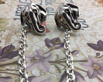 Elephant collar pins Cardigan clips collar clips silver sweater guards Collar Chains