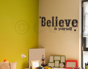 Believe in yourself vinyl lettering wall decal sticker quote words self-adhesive custom stickers