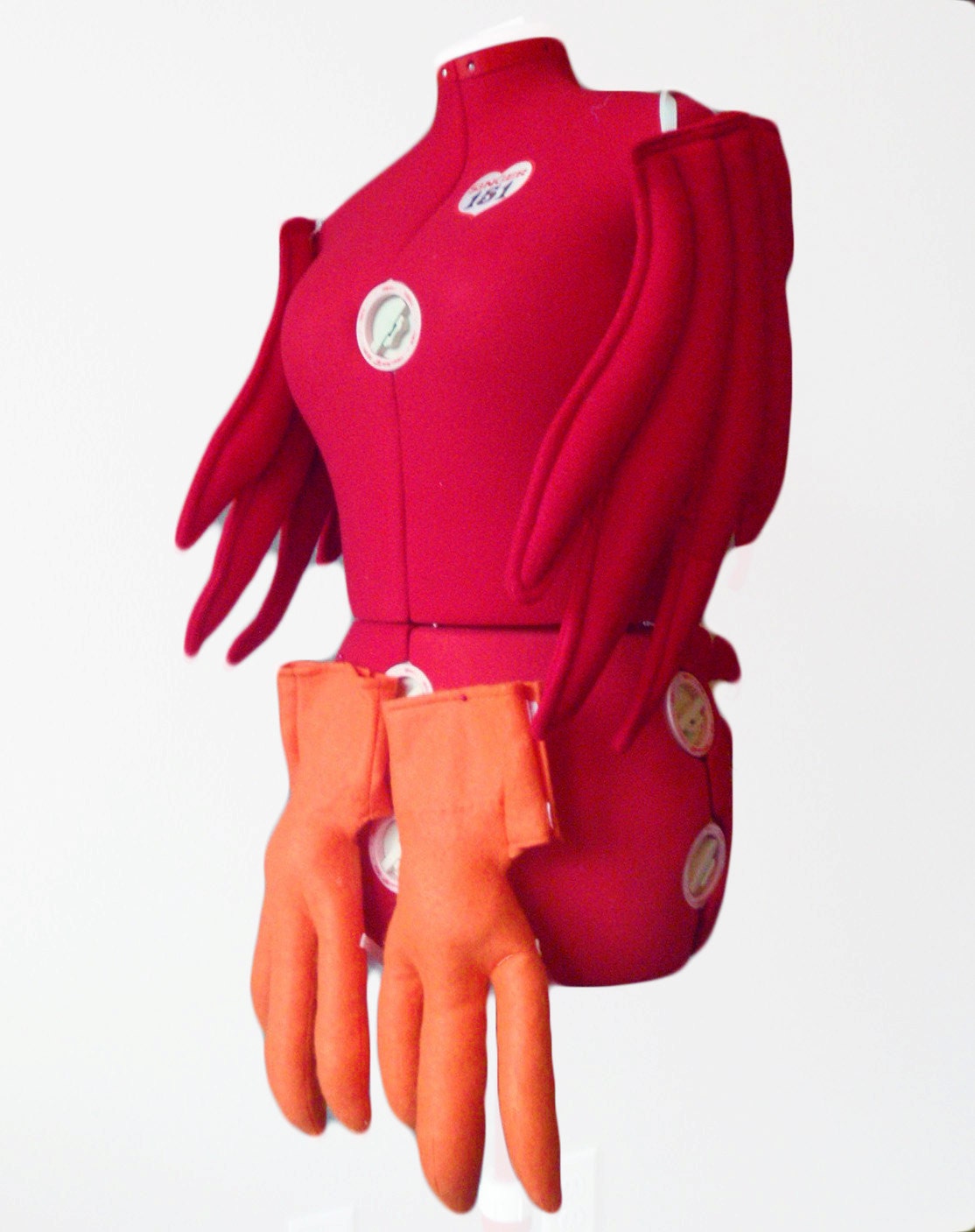 Chicken Wings & Feet. Bird Costume Set. Red and Orange.