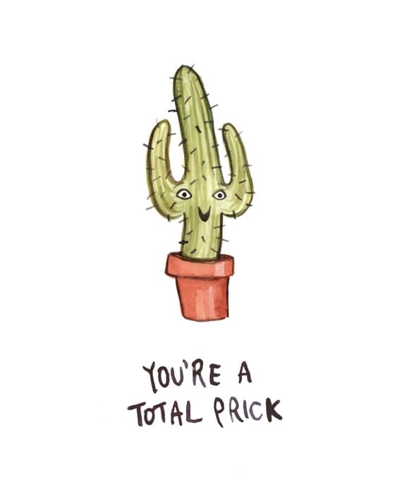 Funny Card Total Prick Cactus Card Greeting Card Cactus