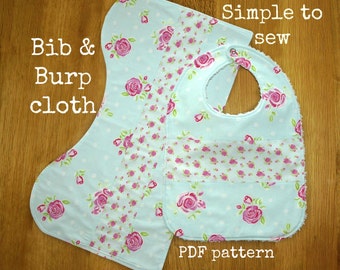 Burp cloth set pattern, Baby bib pattern, Burp clothes pattern, Baby bibs handmade, Infant pattern, Classic Bib and Burp Cloth pattern(S122)