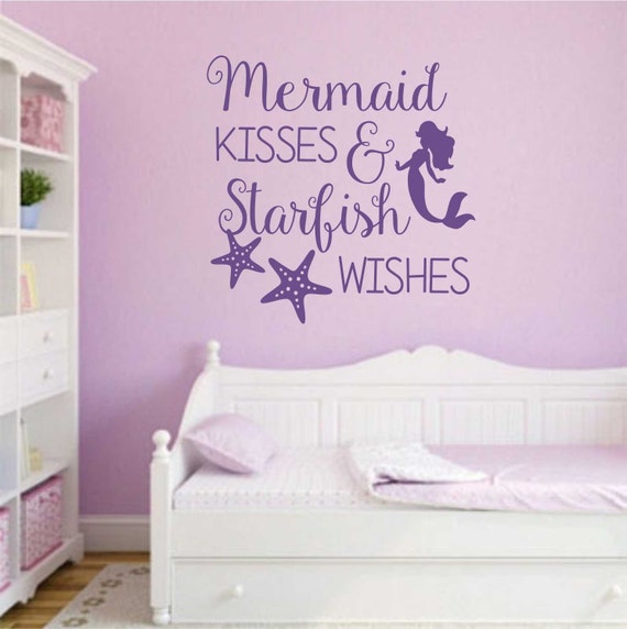 Download Mermaid Kisses Starfish Wishes Quote Vinyl Wall Lettering