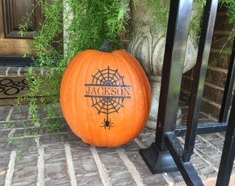 Pumpkin Decal ~ Spider Web Decal ~ Pumpkin Decal Kit ~ Personalized Pumpkin Halloween Decal ~ Jack O Lantern Decal ~ Pumpkin Stickers