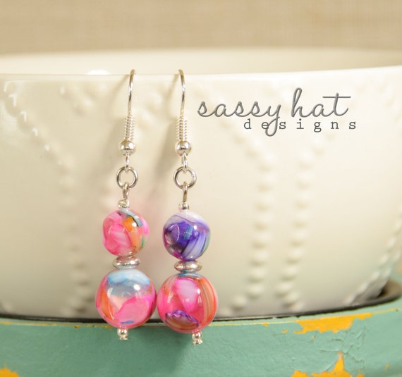 Multi Color Drop Earrings by SassyHatCF on Etsy