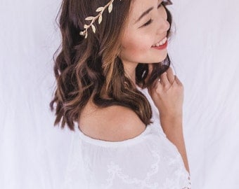 gold leaf crown // gold leaf flower crown / gold leaf headband / simple minimalist gold headpiece fascinator, spring racing, wedding bridal